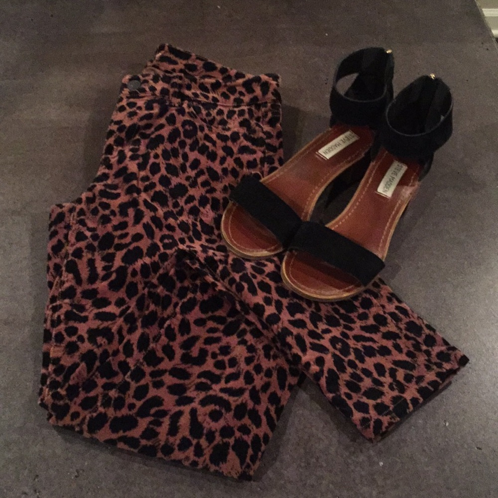 Loft Super Skinny Velvety Leopard Print Pants SZ 0